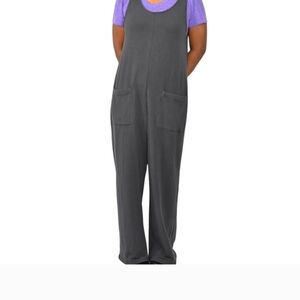 Madewell MWL SuperBrushed Jumpsuit Gray Fleece Modal Sleeveless Pull On Small